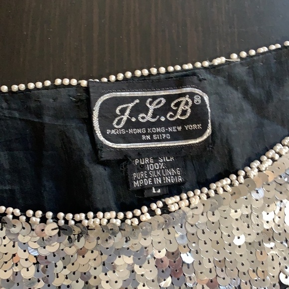 J.L.B vintage silk sequin top - Picture 8 of 9